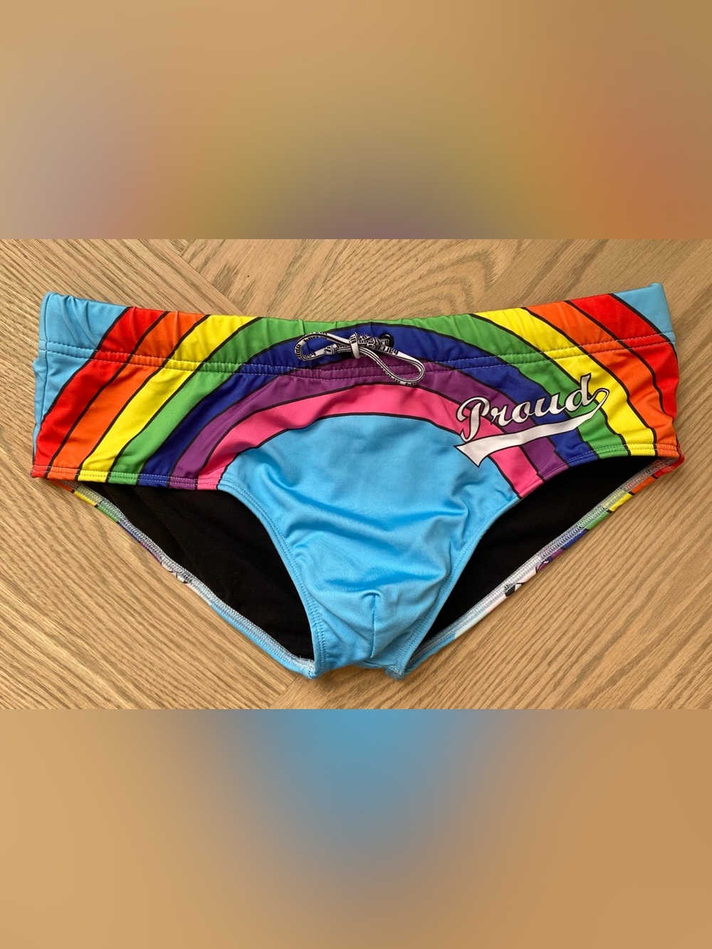 Proud Rainbow Men's Swim Trunks in Light Blue